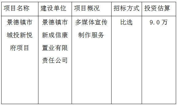 宣传广告、摄制招投标