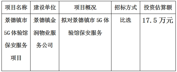 景德镇市5G体验馆保安服务项目计划公告